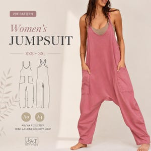 Women’s Jumpsuit Sewing Pattern | PDF | Loose Fit Romper | XXS–3XL | A4 A0 image 1