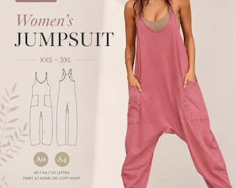 Women’s Jumpsuit Sewing Pattern | PDF | Loose Fit Romper | XXS–3XL | A4 A0