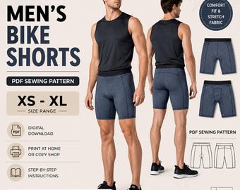 Men’s Bike Shorts | PDF Sewing Pattern | XS–4XL | Activewear / Casual | Digital Download