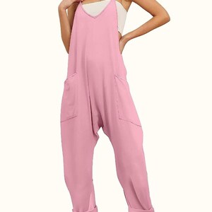 Women's Spaghetti Strap Jumpsuit | Relaxed Fit Romper with Pockets | Casual Loose Overalls | S-XL