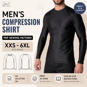 Men’s Compression Shirt Rashguard | PDF Pattern | XXS–6XL | A4 A0 Letter