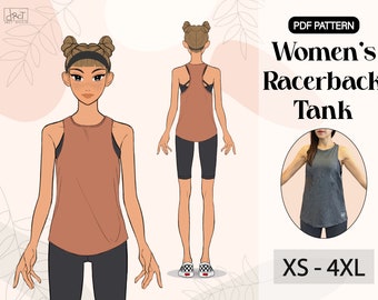 Women’s Racerback Tank | PDF Sewing Pattern | XS–4XL | A4 / A0 / Letter | Digital Download