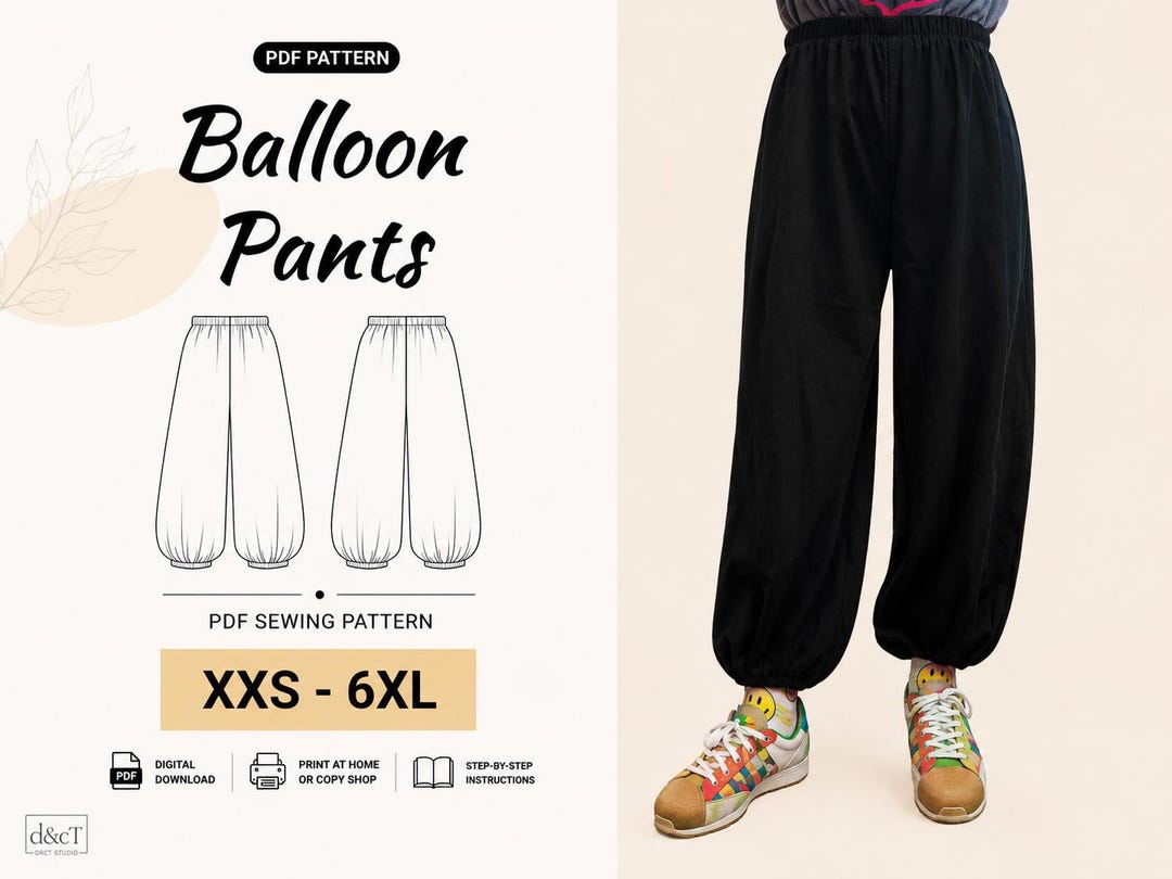 Women's Balloon Pants PDF Sewing Pattern | Harem Pants | Lantern ...