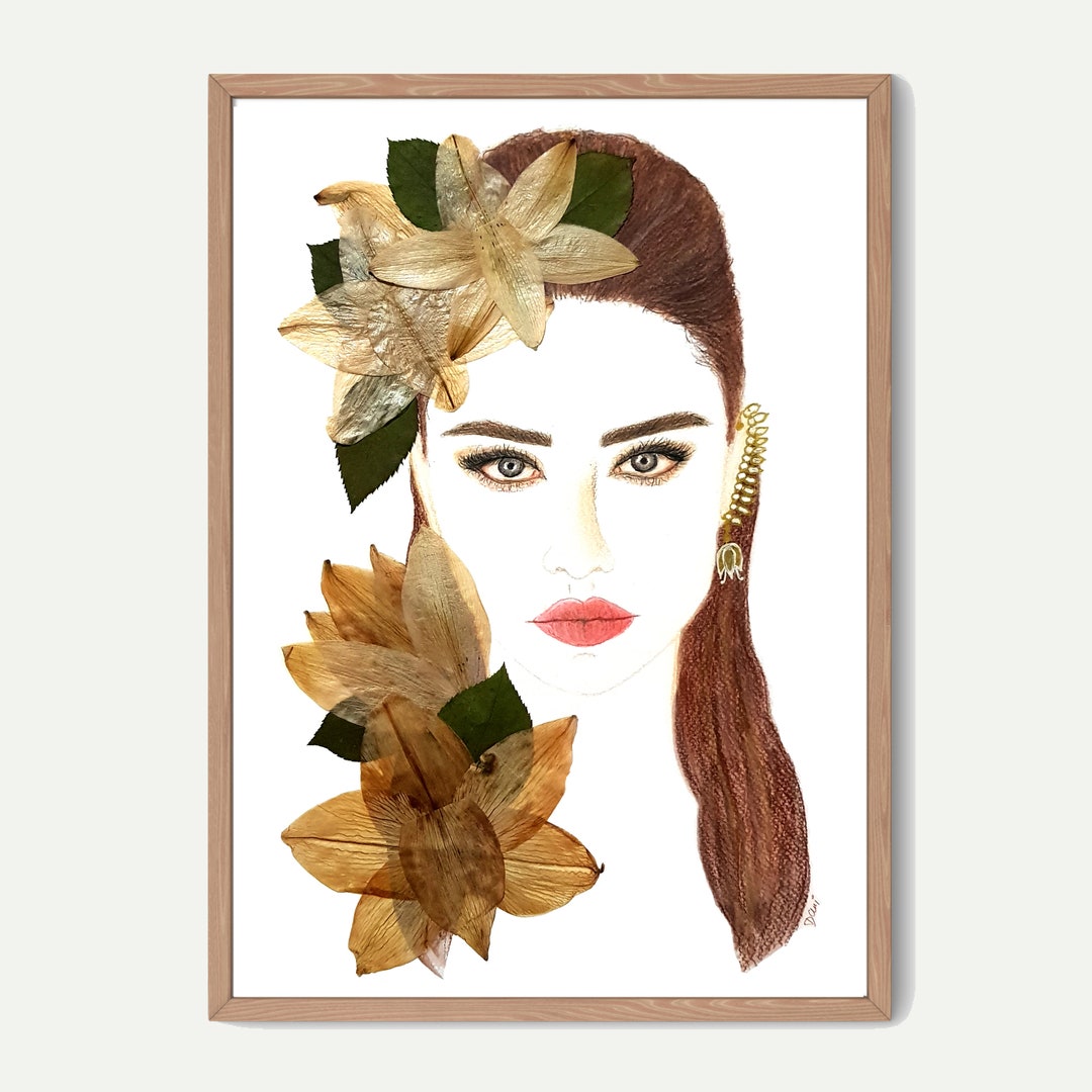 Handmade Portrait Art With Pressed Lilies Pressed Flower Art Etsy