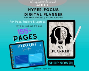 ADHD Digital Planner (Science-Based) Self care, growth mindset & productivity planner all-in-one.