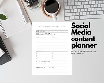 Social media planner | Plan your social media content with this minimalist planner| Instant printable planner