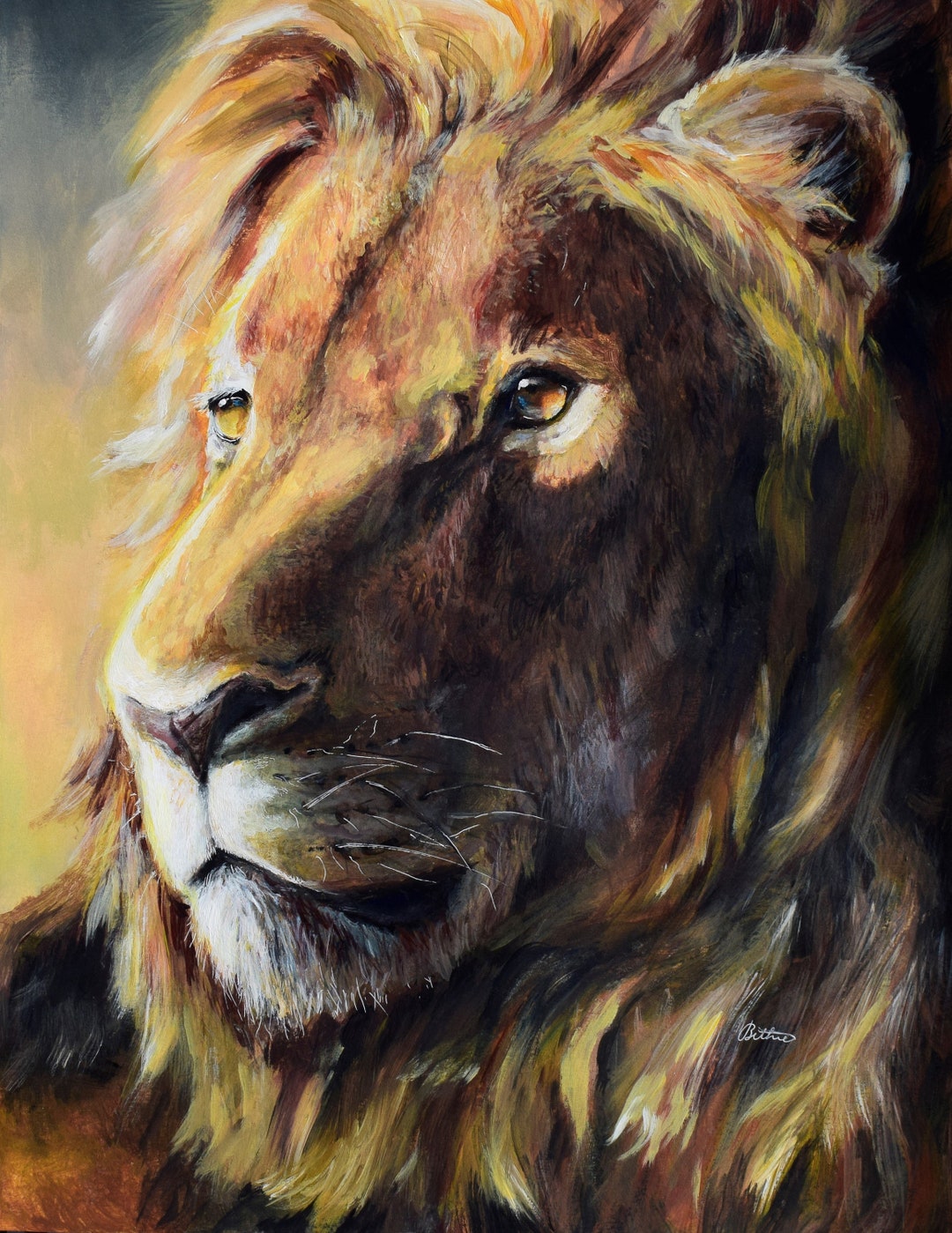 Acrylic Lion Painting African Lion Portrait Home Decor Wall Etsy