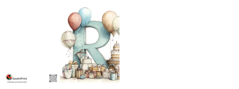 Letter R Greeting Card - Birthday Gifts & Balloons - Etsy