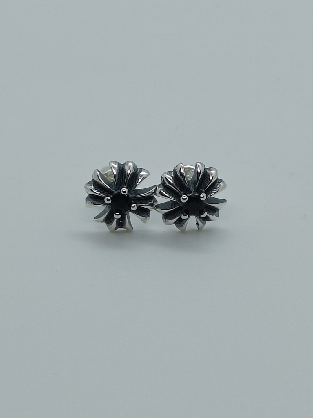 Genuine Chrome Hearts Stud Earrings 925 Silver & Cubic Etsy