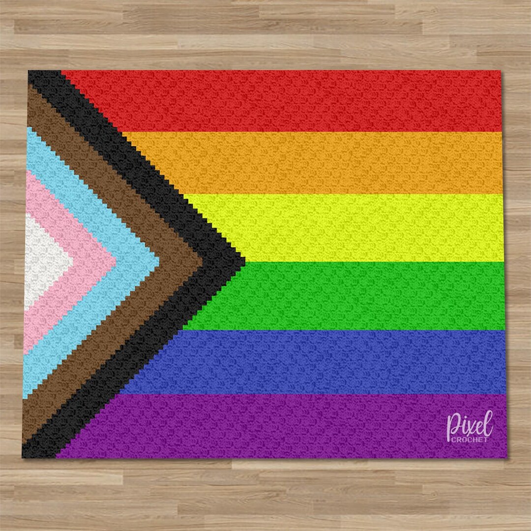 Progressive Flag Pattern C2C Progressive Pride Flag Blanket Crochet Pattern | Instant PDF ...