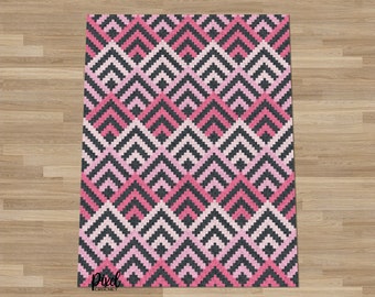 C2C Pretty Pink Peaks Blanket Crochet Pattern