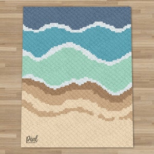 C2C Ocean Waves Beach Blanket Crochet Pattern