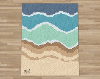 C2C Ocean Waves Beach Blanket Crochet Pattern