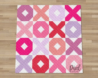 C2C X's and O's Blanket Crochet Pattern