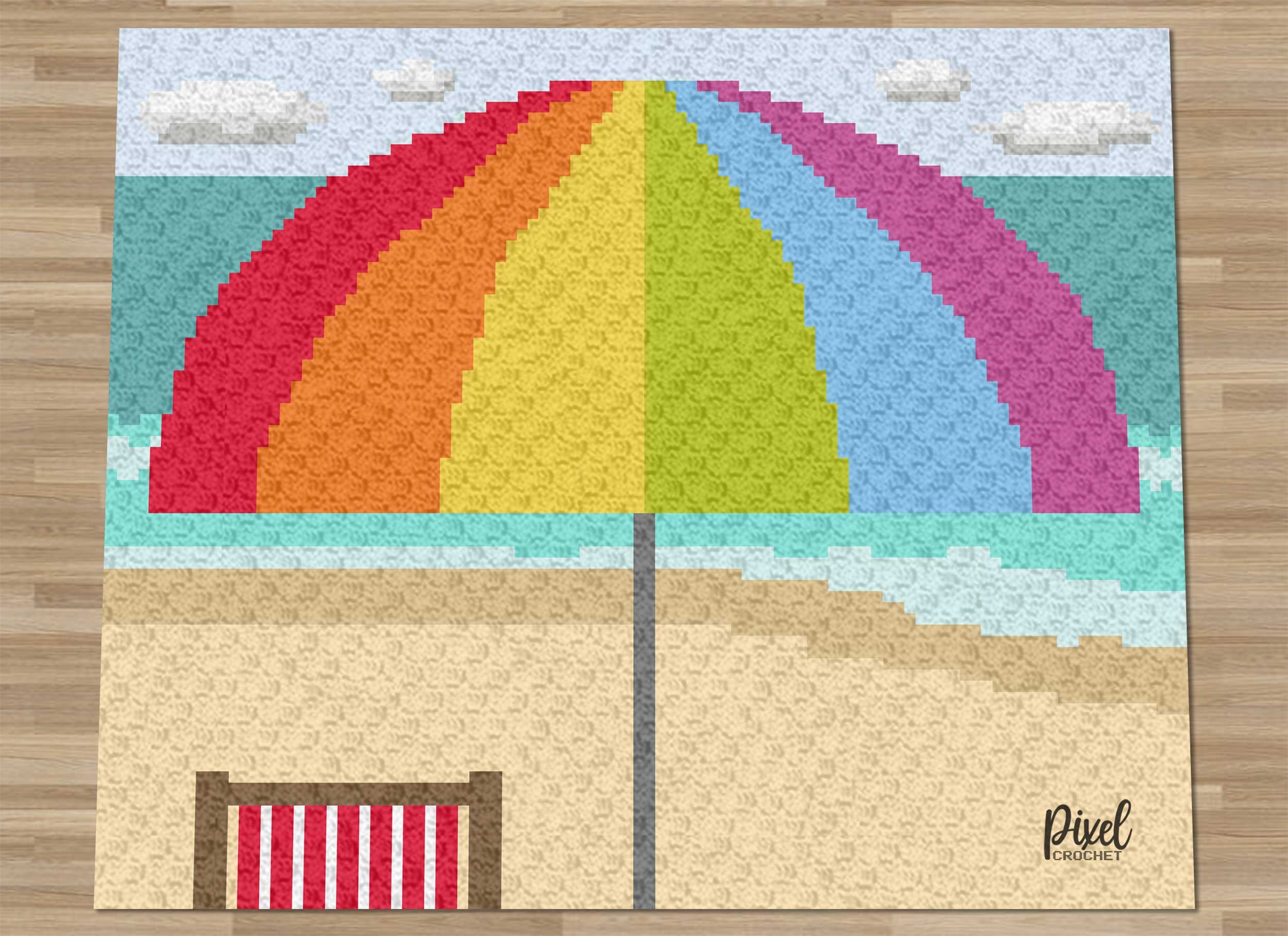30 Beautiful Crochet Umbrellas and Patterns You Will Love! 15 C2C Beach Umbrella Blanket Crochet Pattern