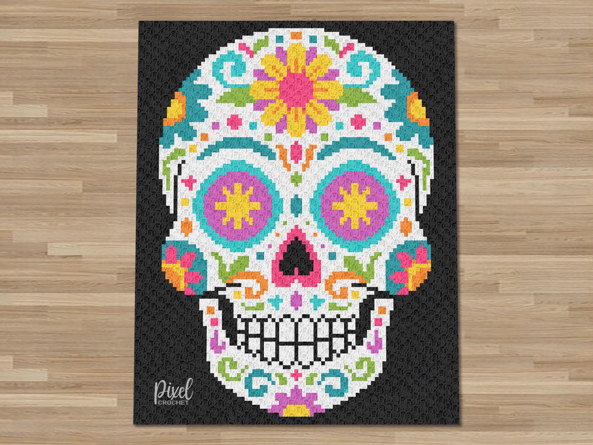 C2C Sugar Skull Day of the Dead Blanket Crochet Pattern