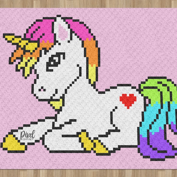 C2C Rainbow Unicorn Blanket Crochet Pattern