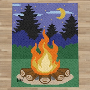 Couverture de feu de camp au crochet C2C