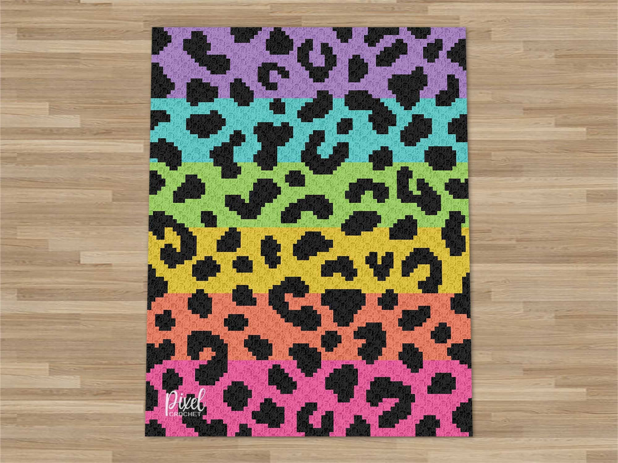 35 Endangered Animal Crochet: Leopard Crochet Patterns 7 C2C Rainbow Leopard Print Crochet