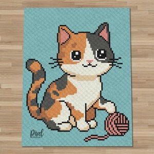 C2C Calico Cat Crochet Blanket Pattern | Written & Chart | Instant PDF Download