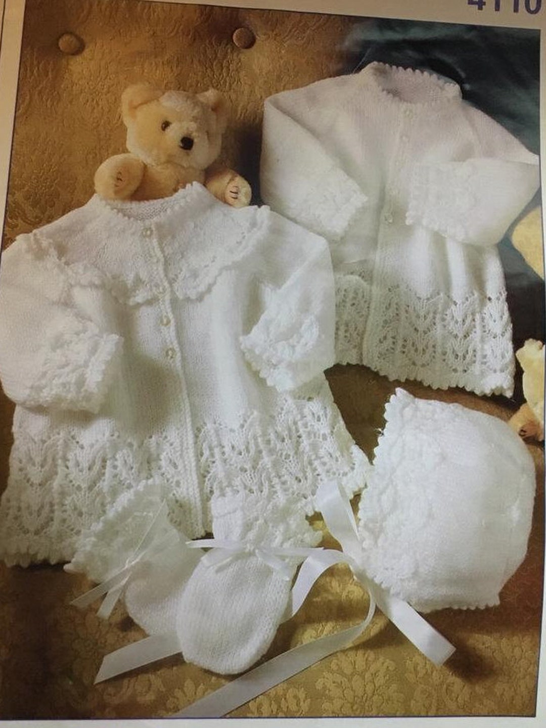 3 Ply Vintage Baby Jacket, Cardigan, and Mitts, Instant PDF Download, Vintage Baby Knits