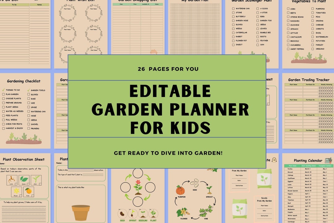 Garden Planner for Kids Garden Journal Editable Garden - Etsy UK