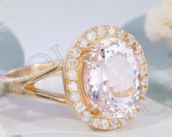 12*10 mm oval morganite ring, 925 silver engagement ring, rose gold morganite ring, promise ring, bridal ring, morganite statement ring