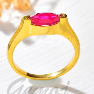 Ruby Marquise solitaire Ring, Sterling Silver Solitaire Ring, Red Gemstone Engagement Ring, July Birthstone Ring, Promise ring for her.