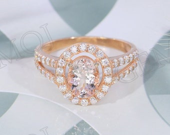 Oval Morganite Ring, Morganite Engagement Ring, Morganite silver Ring, Gold Morganite Ring, women Statement Ring, Rose Gold Morganite Ring