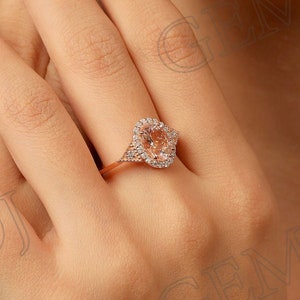 Peach Morganite Ring, Oval Engagement Ring, Solid Gold Morganite Ring, Bridal Morganite Ring, 925 Silver Ring, Prong Setting Ring