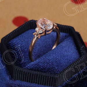 Rose Gold Engagement Ring, Pink Morganite Ring, Oval Gold Ring, Handmade Bridal Ring, 925 Sterling Silver Ring