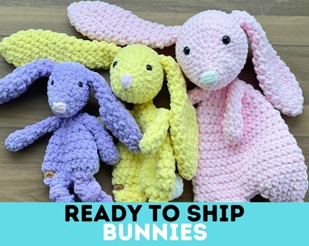 Bunny Lovey | Crochet Bunny Snuggler | Baby Shower Gift | Toddler Birthday Present | Bunny Stuffed Animal Toy  | Montessori Play