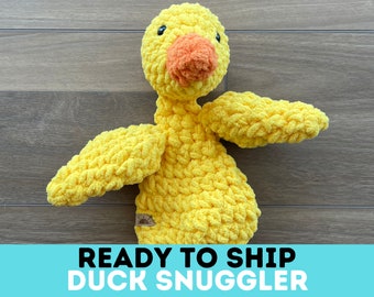 Duck Lovey | Crochet Duck Snuggler | New Baby Gift| Toddler Birthday Present | Mallard Stuffed Animal Toy  | Farm Montessori Play