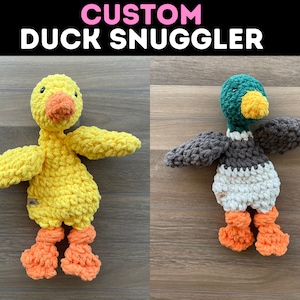 Duck Lovey | Crochet Duck Snuggler | New Baby Gift| Toddler Birthday Present | Mallard Stuffed Animal Toy  | Farm Montessori Play