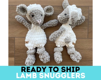 Lamb Lovey | Crochet Sheep Snuggler | New Baby Gift| Toddler Birthday Present | Lamb Stuffed Animal Toy  | Farm Imaginary Play