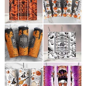 Halloween Tumbler , Spooky Fall  Skinny 20 oz Tumbler Sublimation Design Straight Tumbler