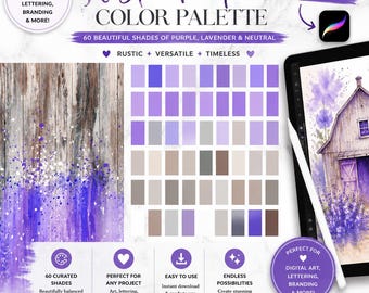 Rustic Purple Procreate Color Palette, 60 Shades (Digital Download)
