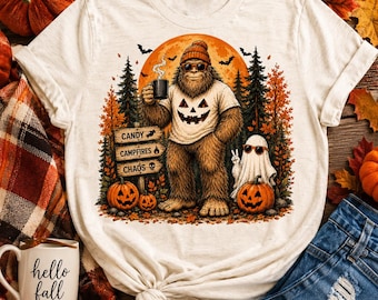 Halloween Bigfoot Sasquatch Design | Candy Campfires Chaos Graphic (Digital Download)