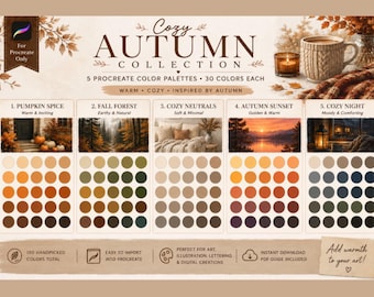 Cozy Autumn Procreate Color Palette Collection | 150 Fall Colors (Digital Download)