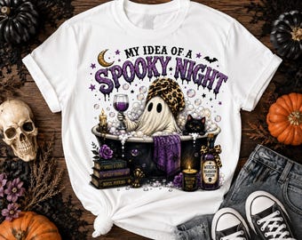 Ghost Bath Halloween PNG | Witchy Relaxation Sublimation Design (Digital Download)