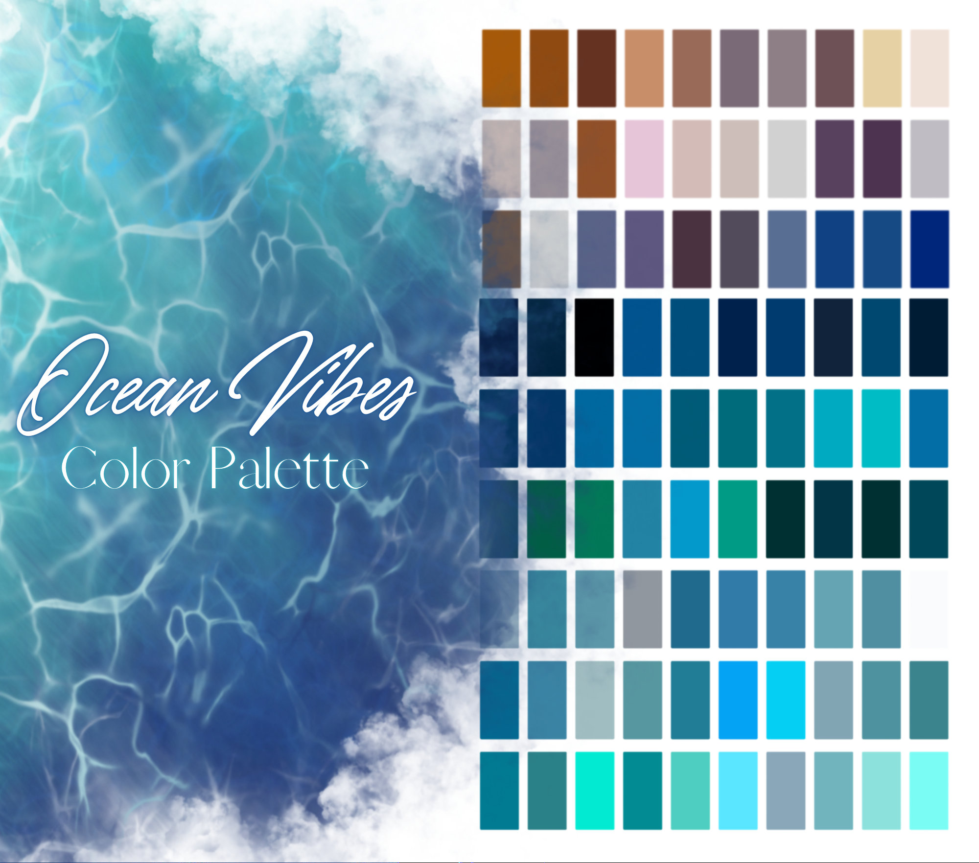 Ocean Vibes Procreate Color Palette — 90 Coastal Swatches for Digital Art - Image 1