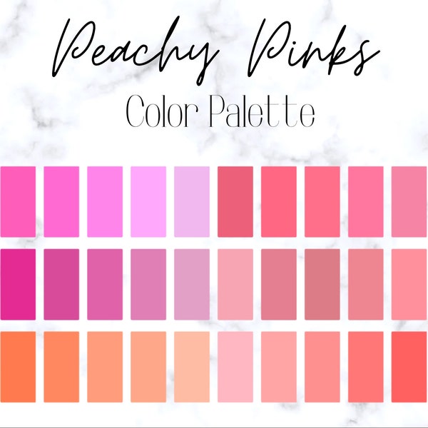 Pinks and Peaches Color Palette for Procreate, Color palettes, peaches, pinks, pink color palette, peach color palette, procreate