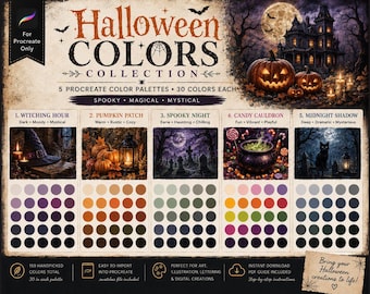 Halloween Procreate Color Palette Collection | 150 Spooky Fall Colors (Digital Download)