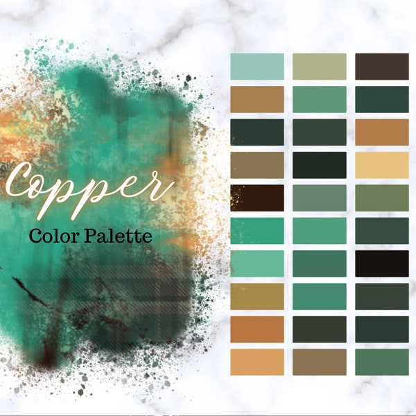 Copper Color Palette for Procreate, Color Swatches