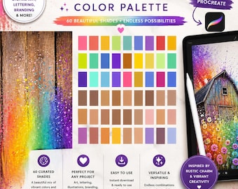 Rustic Rainbow Procreate Color Palette, 60 Swatches (Digital Download)