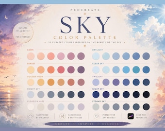 Procreate Sky Color Palette | 60 Daylight, Night Sky Colors