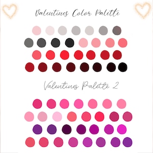 Valentines Palette, 60 Colors, 2 Procreate Palettes, Valentine Swatches