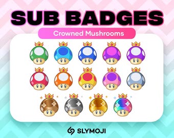 Mushroom Power Up Twitch BIT and SUB Badges | Funny Super Mario Kart World | Emotes | Emojis |  - 1up OneUp ExtraLife - Instant Download