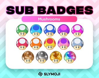 Mushroom Power Up Twitch BIT and SUB Badges | Funny Super Mario Kart Wonder | Emotes | Emojis |  - 1up OneUp ExtraLife - Instant Download