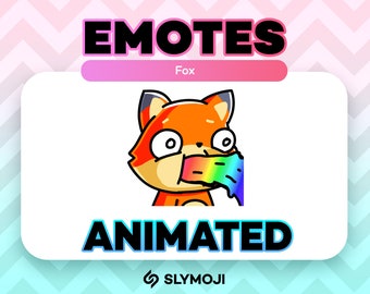 Animated Fox Wow Barf Rainbow Emote - Funny Kawaii Chibi Twitch Emoji - Instant Download